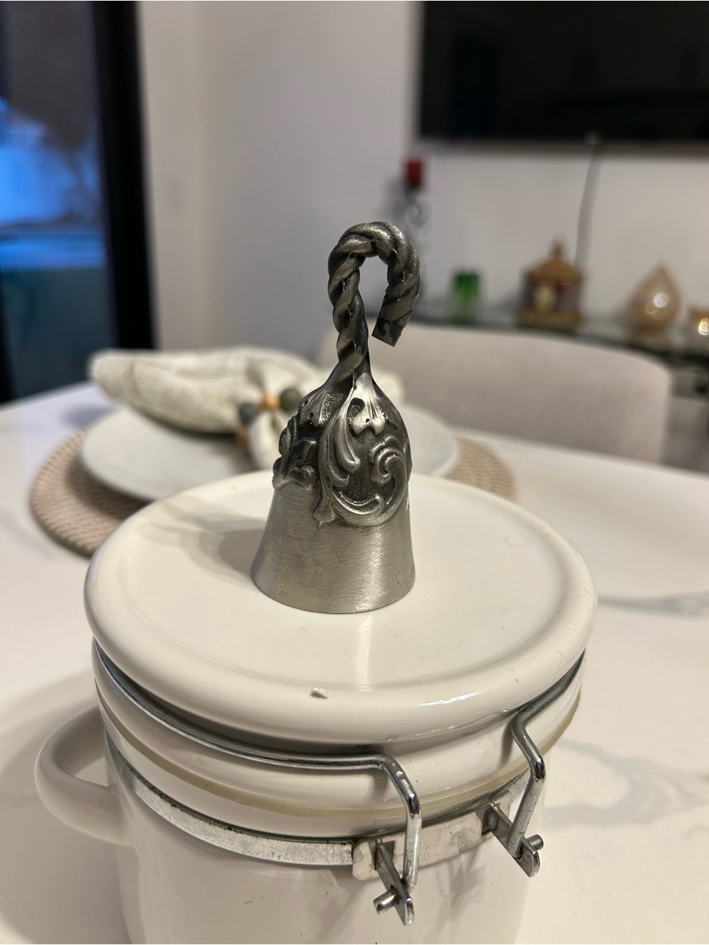 Vintage Antique Pewter Bell 4”